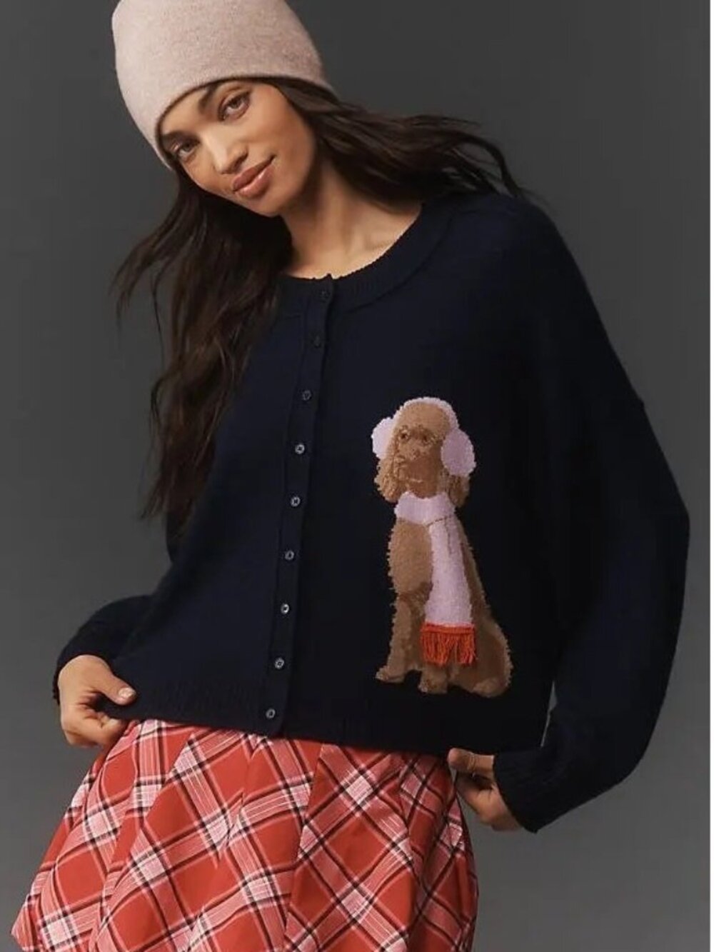 Anthropologie The Goldie Cashmere Blend Cardigan Sweater Goldendoodle Dog S NWT